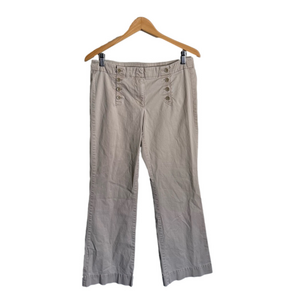 Y2K LOFT Tan Low Rise Trousers with Button Detail Boot Cut Size 8